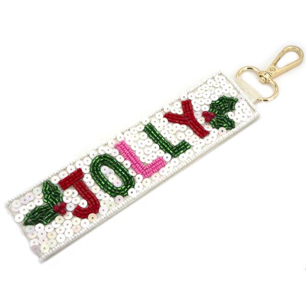 SEED BEAD CHRISTMAS JOLLY KEYCHAIN