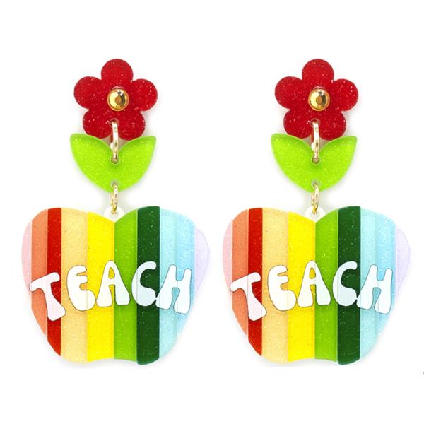 APPLE FLOWER TEACH DANGLE EARRING