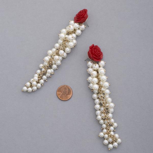 FLOWER PEARL DANGLE DANGLE EARRING