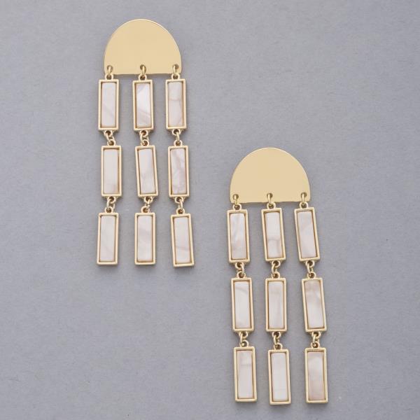 RECTANGLE HALF CIRCLE DANGLE EARRING