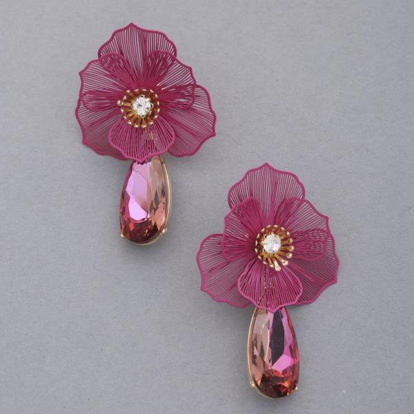 FLOWER TEARDROP EARRING