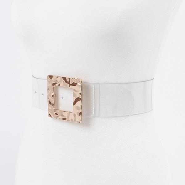 SQUARE METAL BUCKLE PLUS SIZE CLEAR BELT