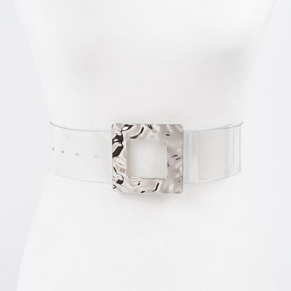 SQUARE METAL BUCKLE PLUS SIZE CLEAR BELT