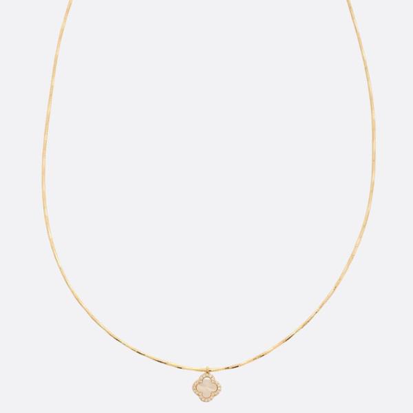 CZ CLOVER CHARM DAINTY METAL NECKLACE