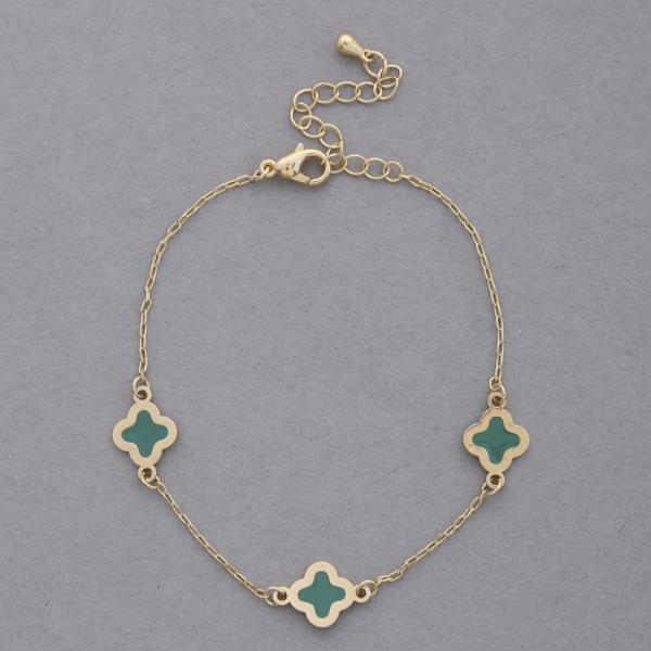 CLOVER CHARM STATION OVAL LINK BRACELET