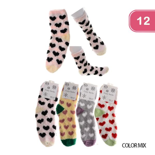 HEART FUZZY WARM SOCKS (12 UNITS)