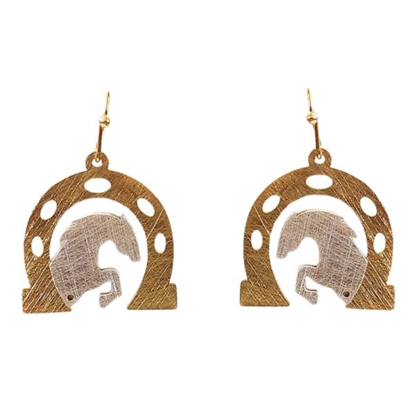 WESTERN STYLE HORSE SHOES DANGLE EARRING