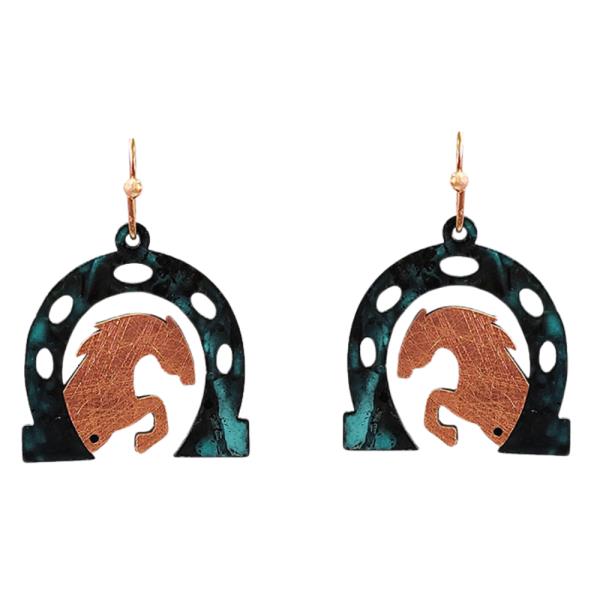 WESTERN STYLE HORSE SHOES DANGLE EARRING