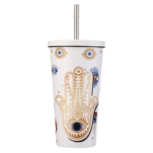 HAMSA EVIL EYE TUMBLER CUP 17OZ