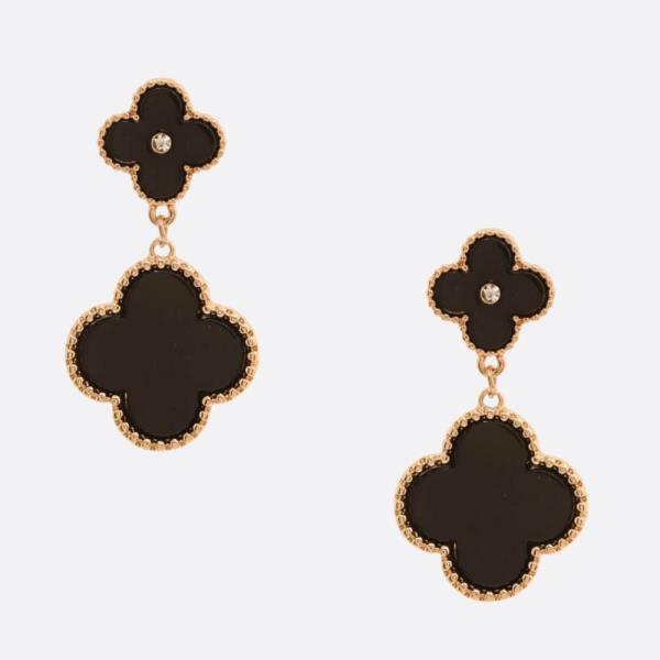 DOUBLE CLOVER LINK DANGLE EARRING