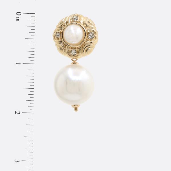 PEARL BEAD NETAL DANGLE EARRING