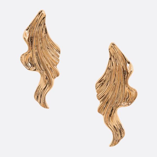 TEXTURED LINE METAL WAVY EARRING