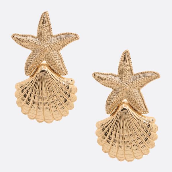 TEXTURED STAR SEASHELL METAL EARRING