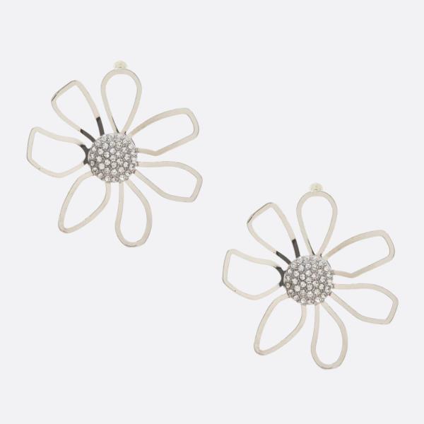 FLOWER METAL RHINESTONE EARRING