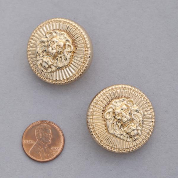 LION HEAD ROUND METAL EARRING