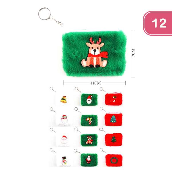 FUZZY CHRISTMAS COIN PURSE (12 UNITS)