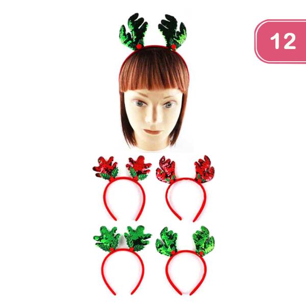 SEQUIN CHRISTMAS REINDEER ANTLERS HEADBAND (12 UNITS)