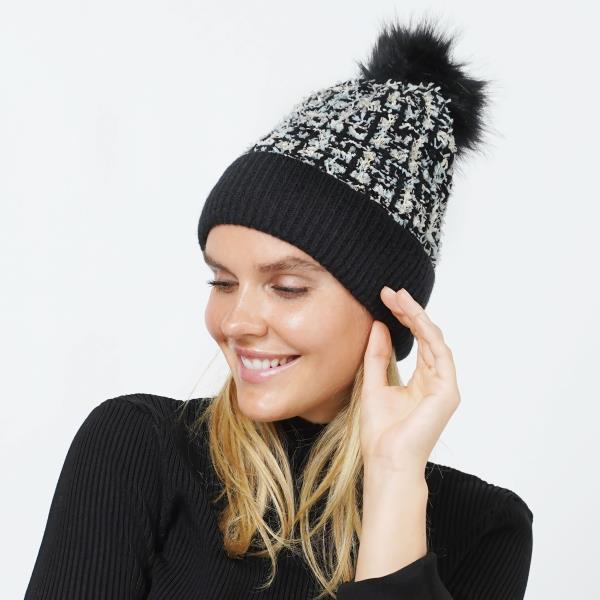 TWEED POM POM BEANIES