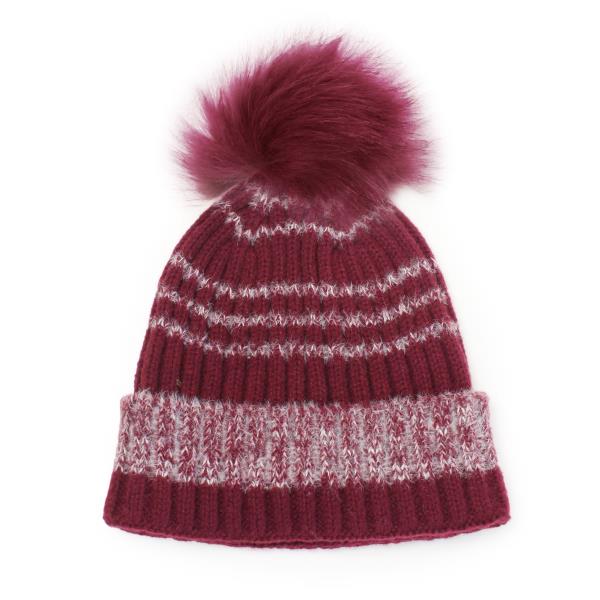 STRIP POM POM BEANIES