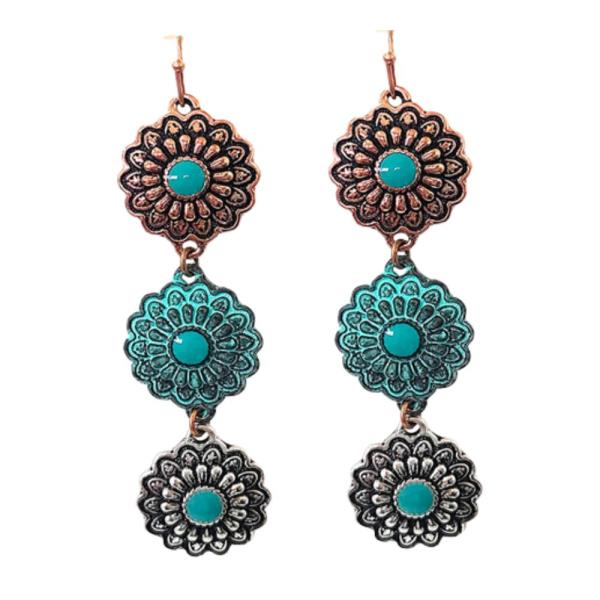 WESTERN FLOWER DANGLE EARRING