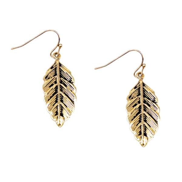 WESTERN METAL LEAF DANGLE EARRING