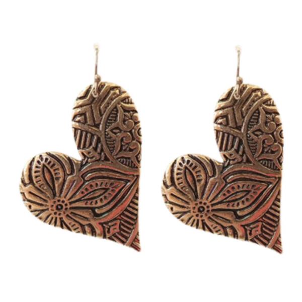 WESTERN METAL HEART DANGLE EARRING