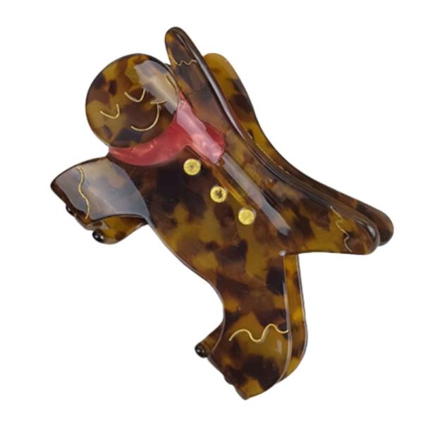 CHRISTMAS GINGERBREAD MEN HAIR CLAW JAW CLIP