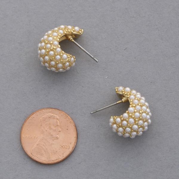 PEARL BEAD TEARDROP GOLD DIPPED EARRING