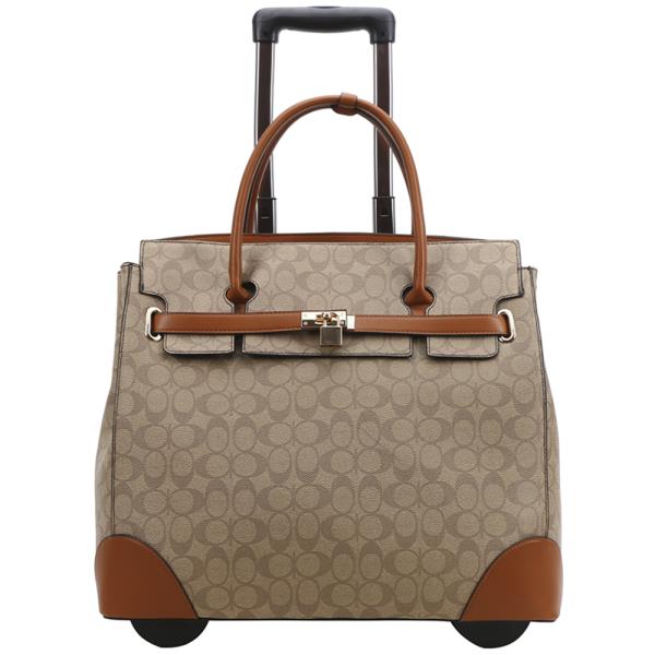 FASHION OVAL MONOGRAM ROLLER HANDLE TRAVEL LUGGAGE