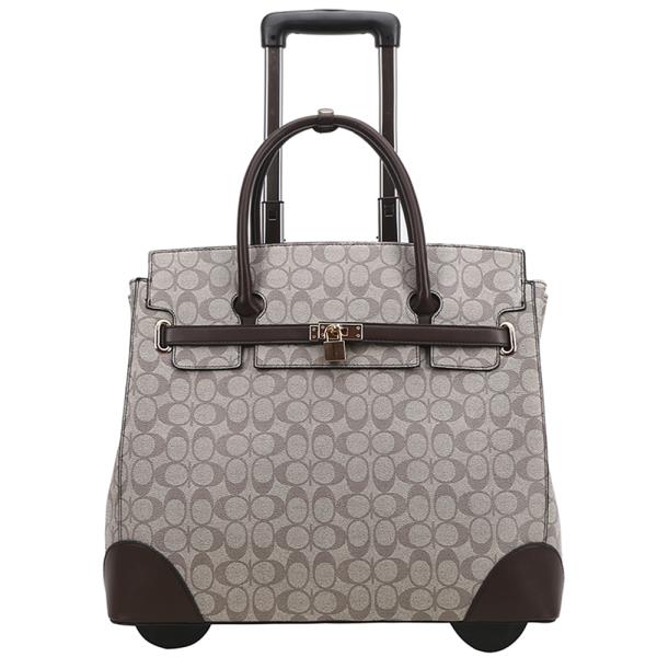 FASHION OVAL MONOGRAM ROLLER HANDLE TRAVEL LUGGAGE