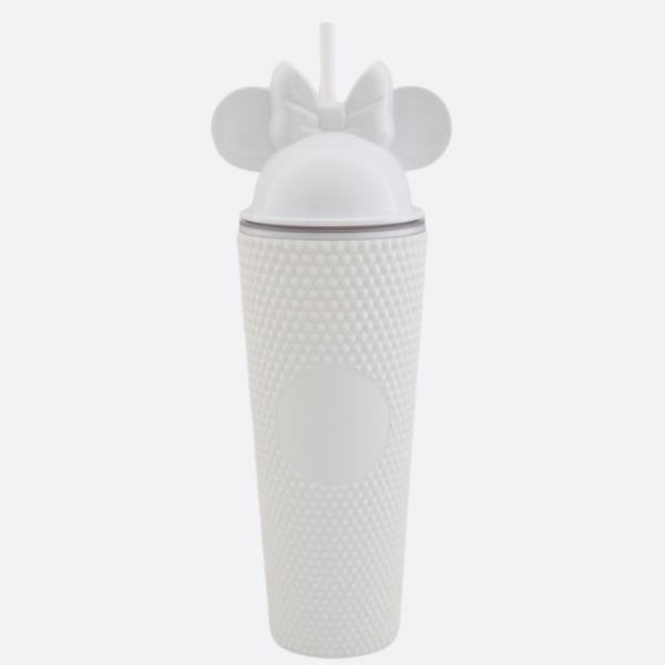 RIBBON BOW EARS DOME TOP TUMBLER CUP WITH STRAW