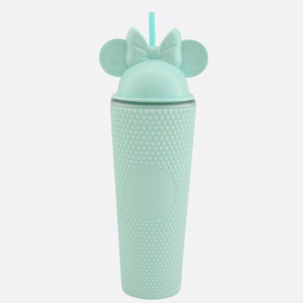 RIBBON BOW EARS DOME TOP TUMBLER CUP WITH STRAW