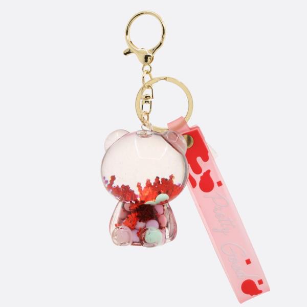 TRANSPARENT TEDDY BEAR CONFETTI KEYCHAIN