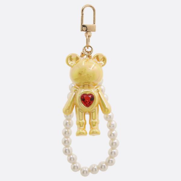 IRIDESCENT METALLIC BEAR PEARL BEAD KEYCHAIN