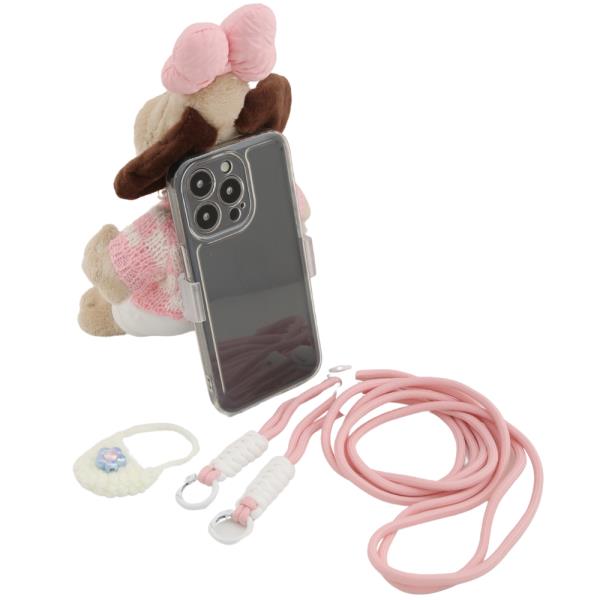 RIBBON DOG CELLULAR PHONE HOLDER WITH CROSSBODY STRAP