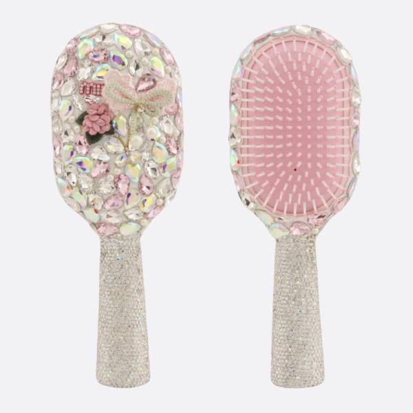 BUTTERFLY RHINESTONE PADDLE HAIR BRUSH