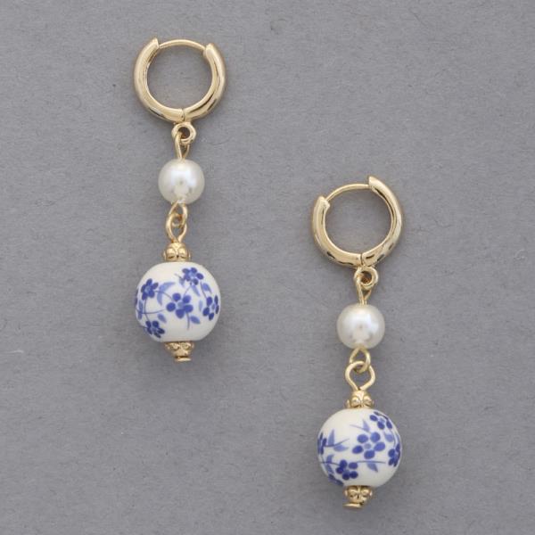 BLUE BEAD PEARL EARRING