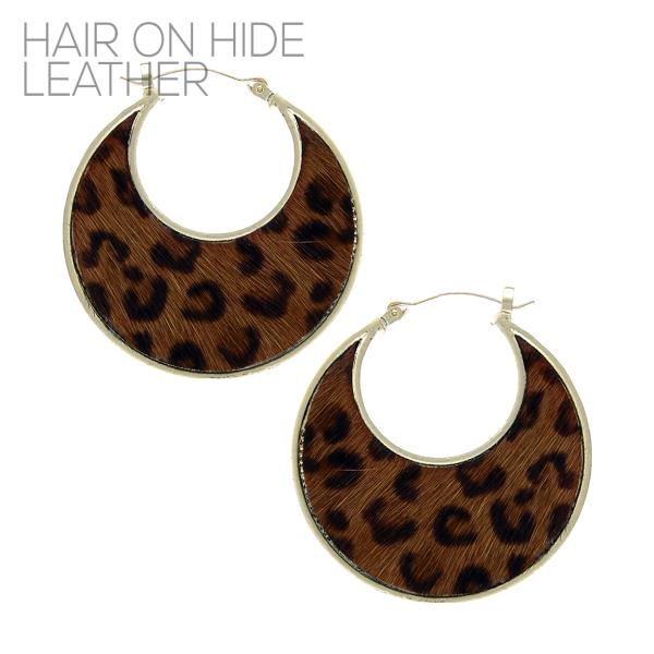 LEOPARD PRINT PINCATCH HOOP EARRING