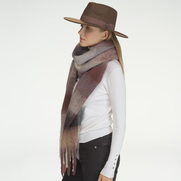 MULTI COLOR CHECK PATTERN WOVEN FRINGED SCARF