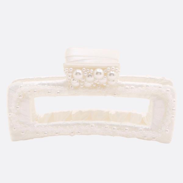 PEARL BEAD RECTANGLE JAW HAIR CLIP