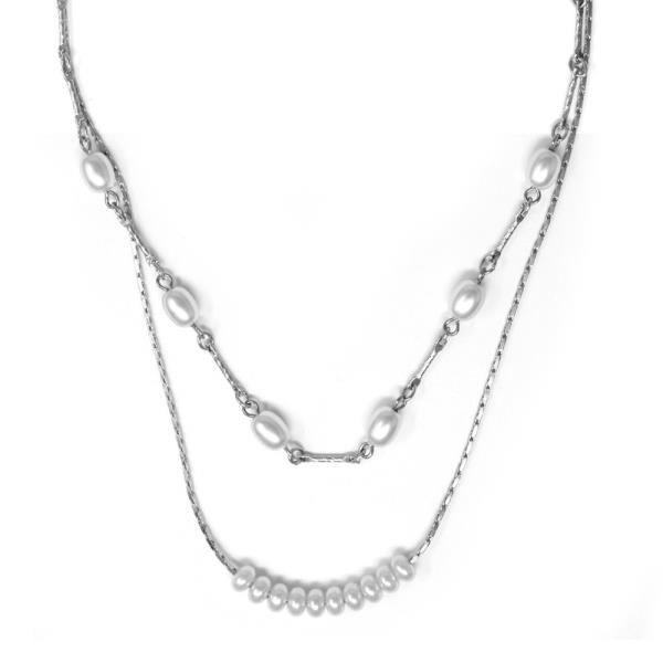 DOUBLE LAYER PEARL BEADED NECKLACE