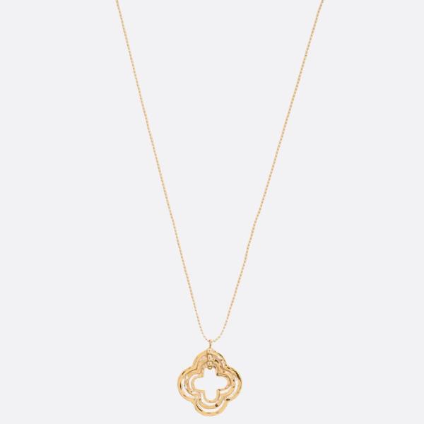 TRIPLE CLOVER PENDANT METAL NECKLACE