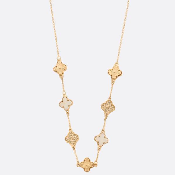 CLOVER STATION METAL NECKLACE