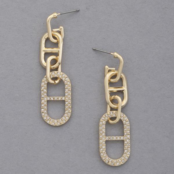 OVAL LINK METAL DANGLE EARRING