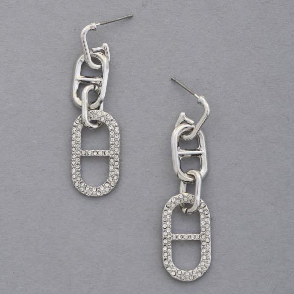 OVAL LINK METAL DANGLE EARRING