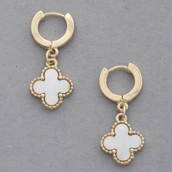 CLOVER CHARM HUGGIE DANGLE EARRING