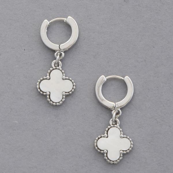 CLOVER CHARM HUGGIE DANGLE EARRING