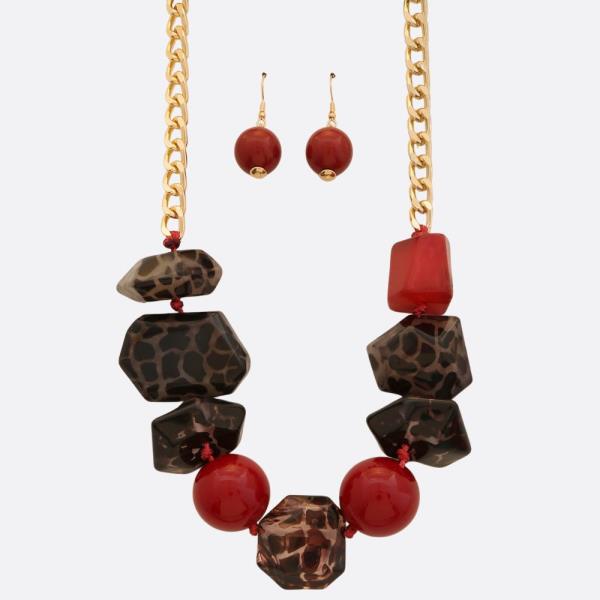 ANIMAL PRINT BEAD NECKLACE