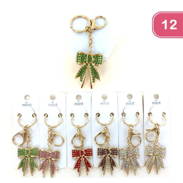 BOW RHINESTONE KEY CHAIN (12 UNITS)