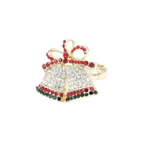 GOLD PLATED CHRISTMAS BELL STRETCH RING